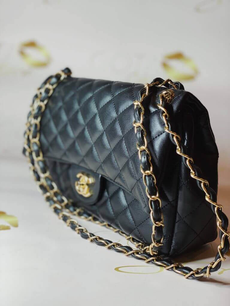 Classic Double Flap Women's Medium Handbag in Black Leather