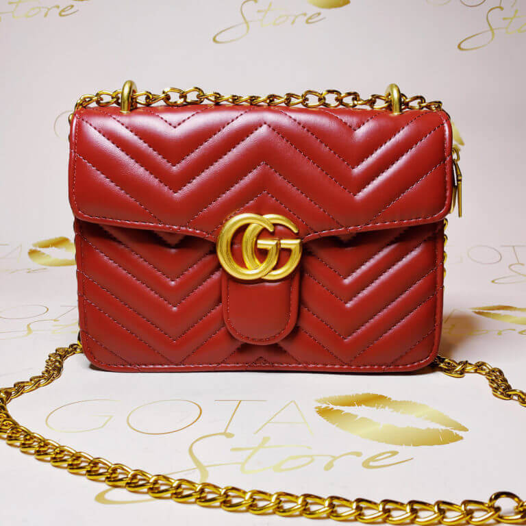 GG Marmont Medium Matelasse Purse - Women's Red Leather & Gold Hardware Shoulder Bag