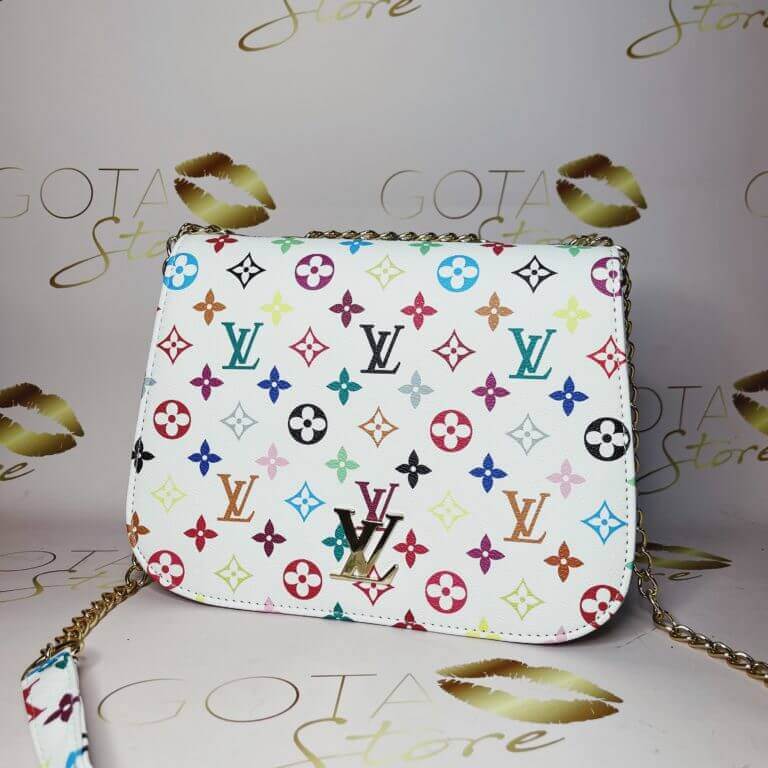 LV Twist Colorful Monogram Purse - Large Women's Shoulder Bag in White Leather